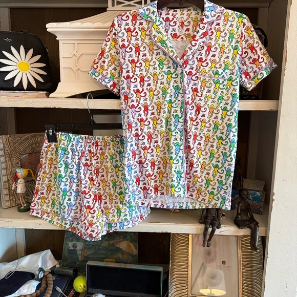 Roller Rabbit Xs shorts pajamas pjs disco monkey polo new - Picture 2 of 7